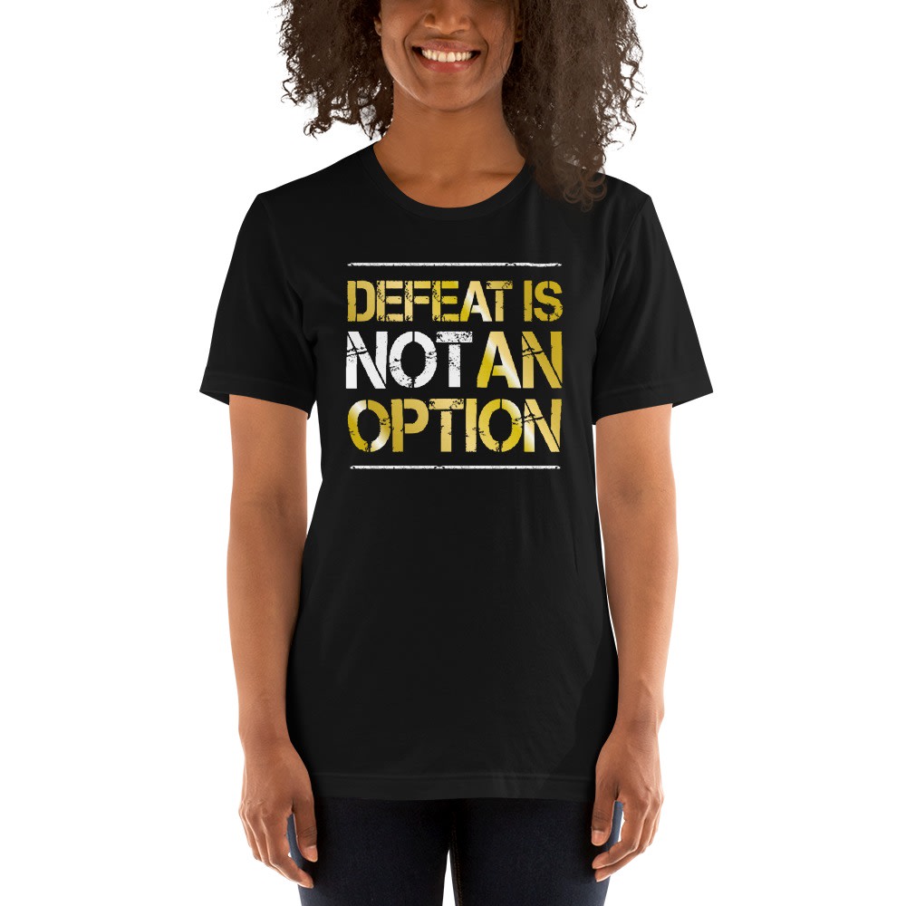 Defeat is Not an Option by Fight To End Cancer, Women's T-Shirt, Gold Logo