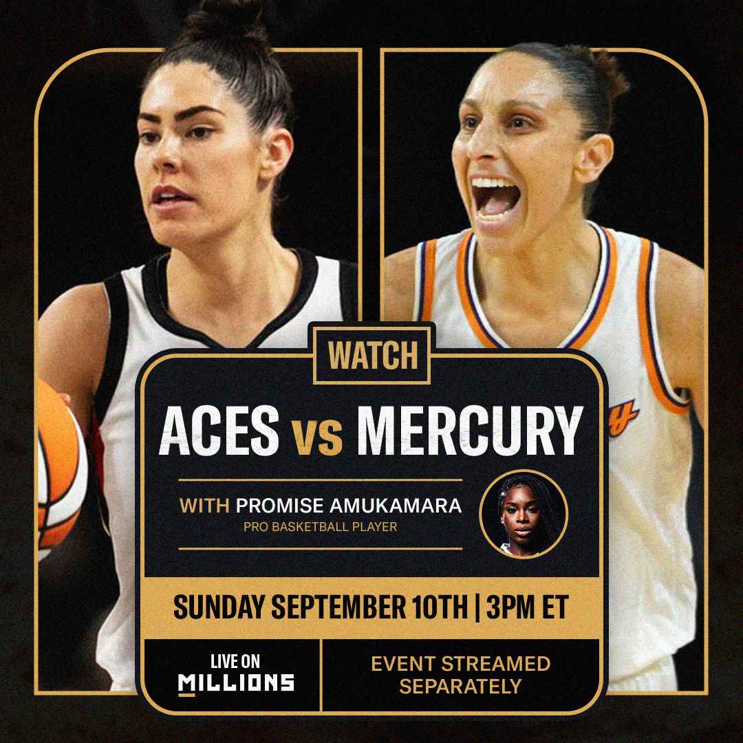 Promise Amukamara. WNBA WatchParty. Game streamed separately. September 10th, 2023, Only on MILLIONS.co