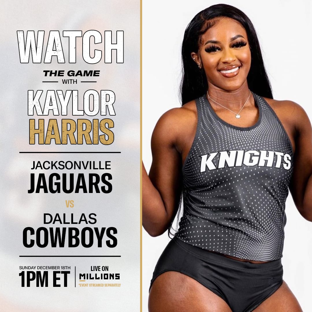 Kaylor Harris: Free WatchParty. Jacksonville Jaguars vs. Dallas Cowboys. December 18, 2022, Only on MILLIONS.co