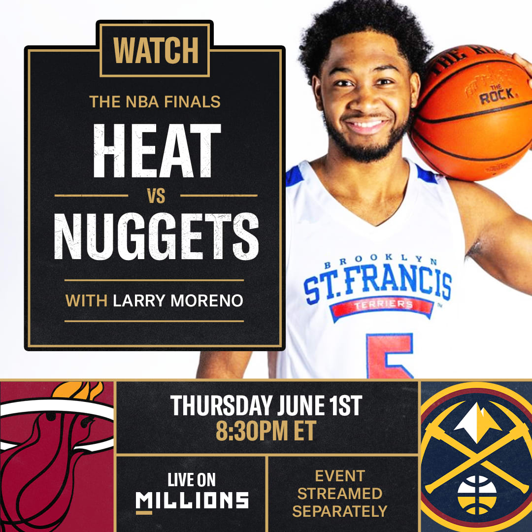 Larry Moreno. NBA WatchParty. Game streamed separately. June 1st, 2023, Only on MILLIONS.co