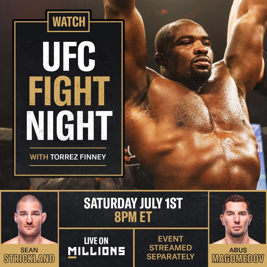 Torrez Finney. UFC WatchParty. Fight streamed separately. July 1st, 2023, Only on MILLIONS.co