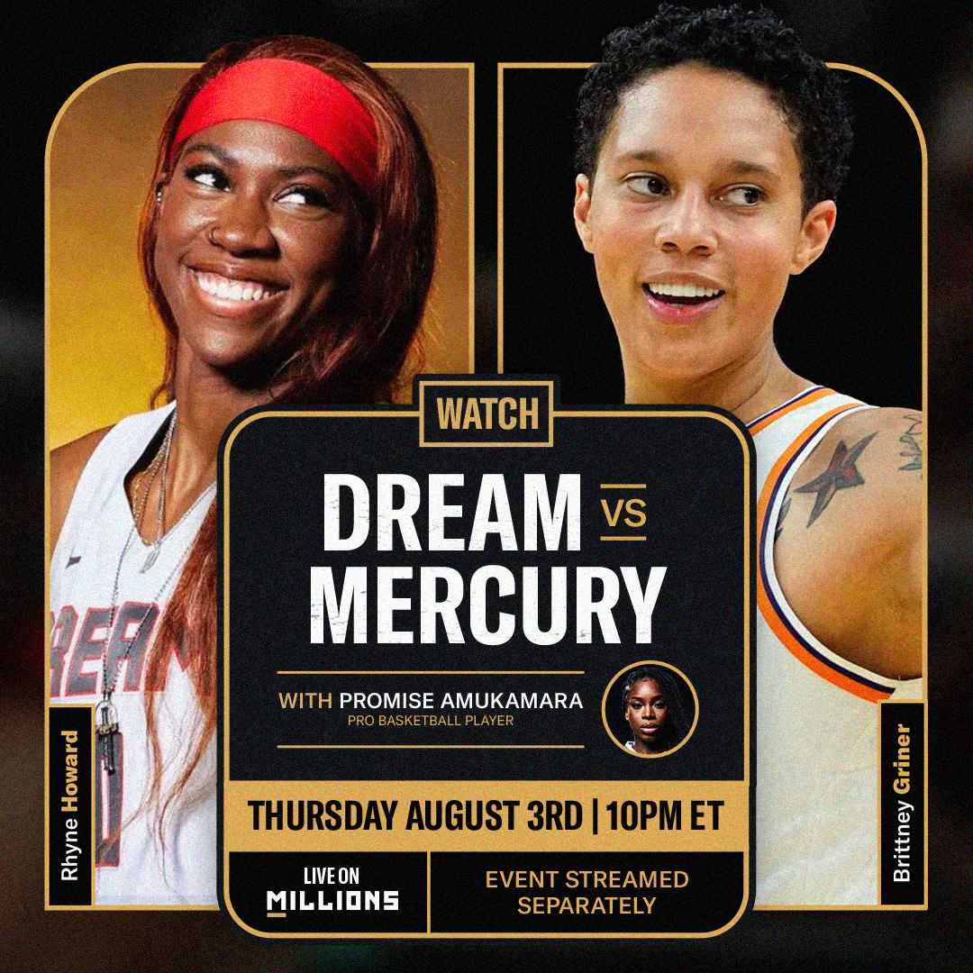 Promise Amukamara. WNBA WatchParty. Game streamed separately. August 3rd, 2023, Only on MILLIONS.co