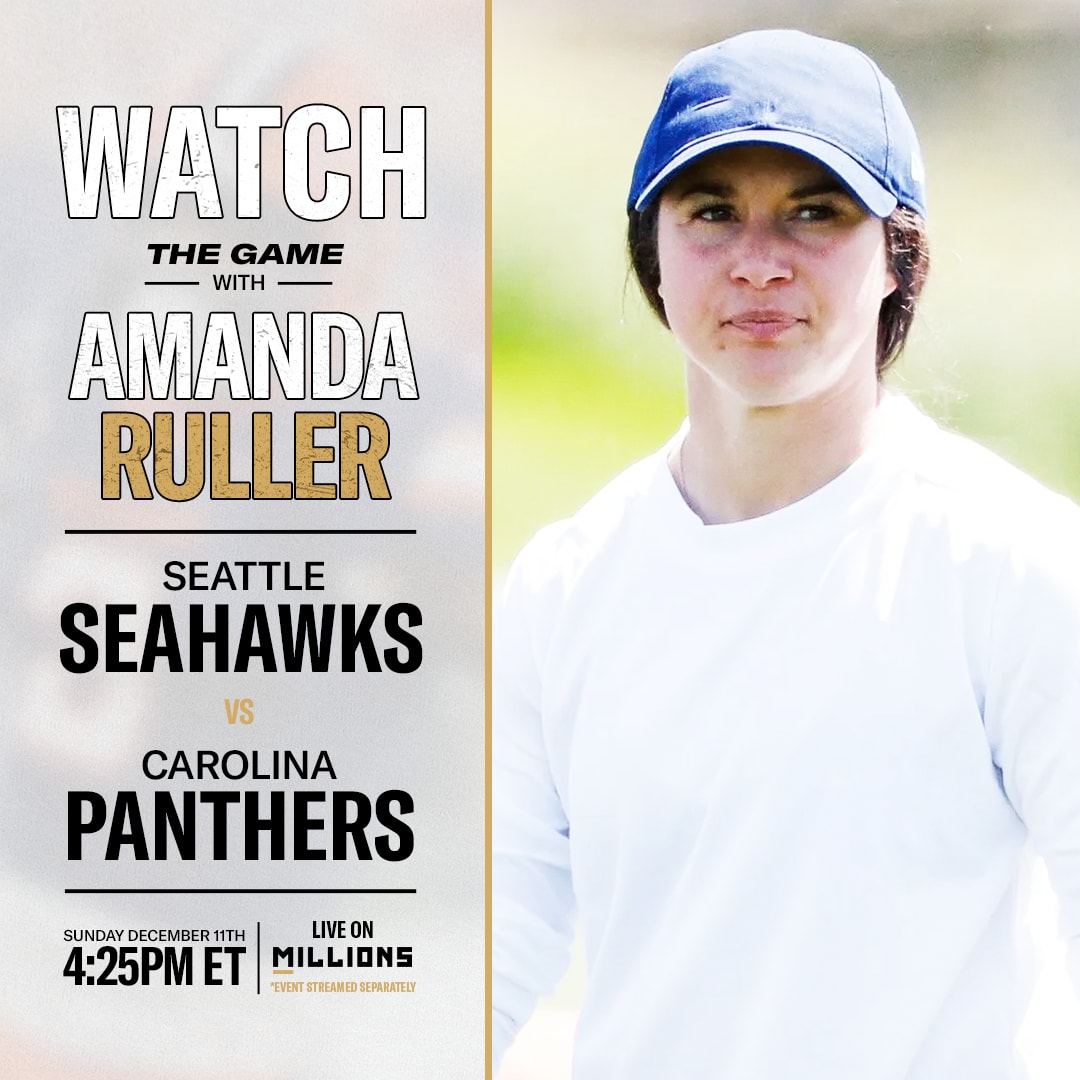 Amanda Ruller: Free WatchParty. Seattle Seahawks vs. Carolina Panthers. December 11, 2022, Only on MILLIONS.co