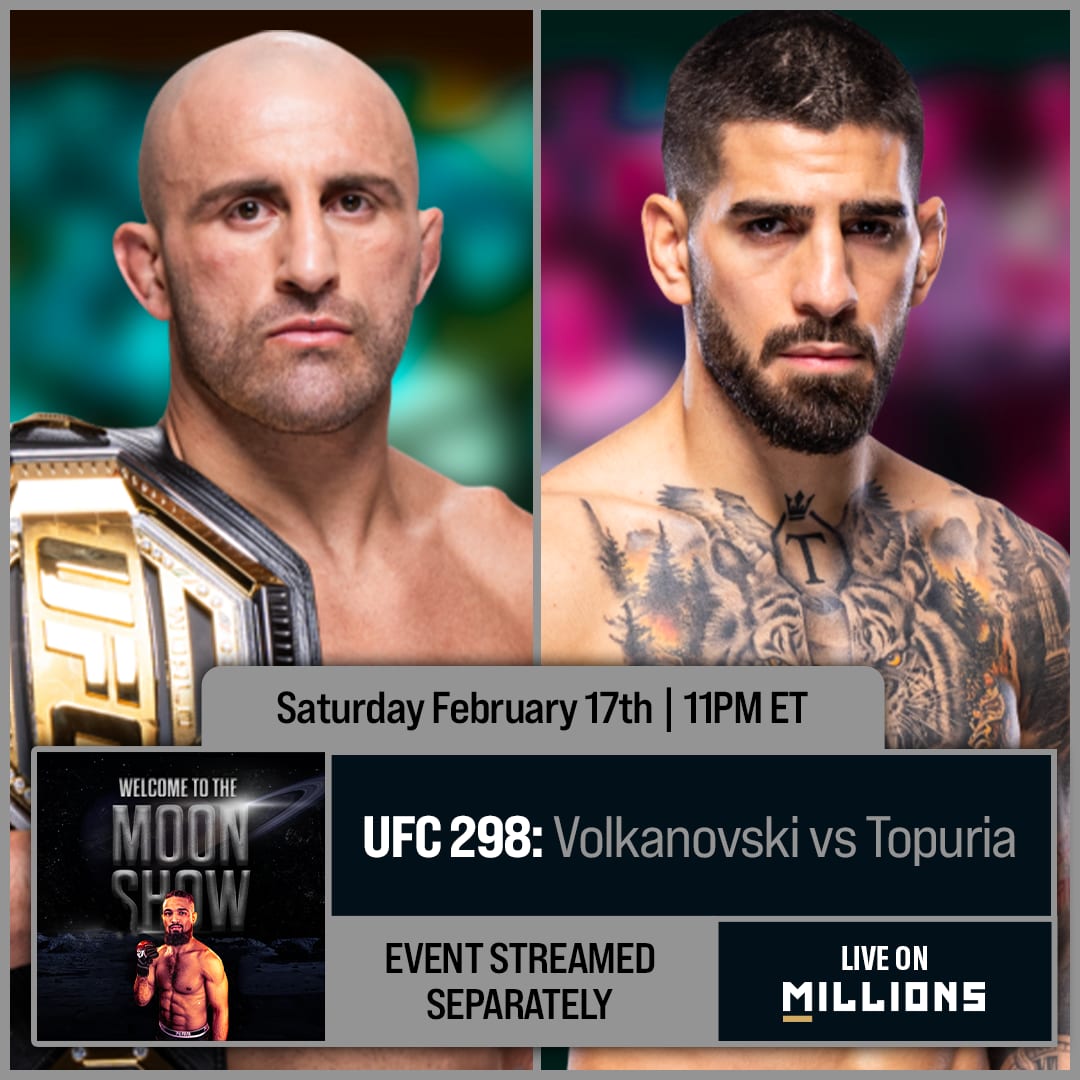 Amun Cosme. UFC WatchParty. Fight streamed separately. February 17th, 2024, Only on MILLIONS.co
