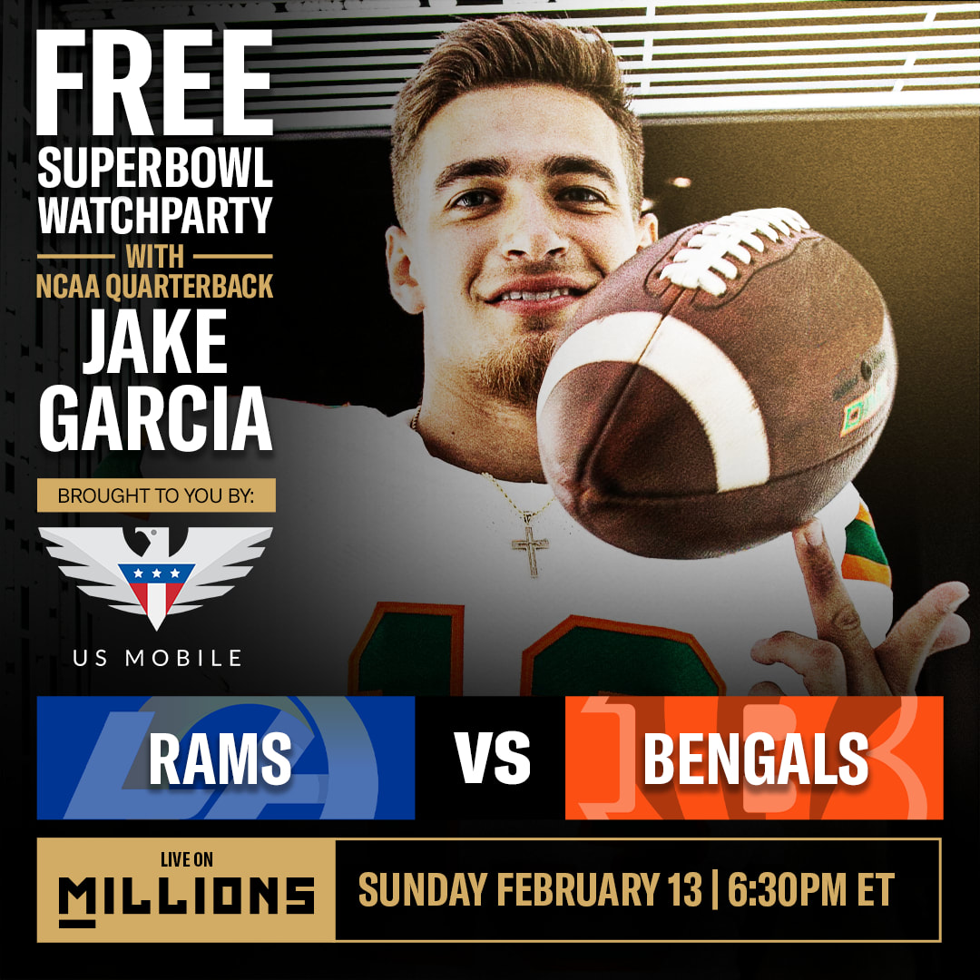 FREE NFL SuperBowl WatchParty with Hurricanes Quarterback Jake Garcia brought to you by US Mobile