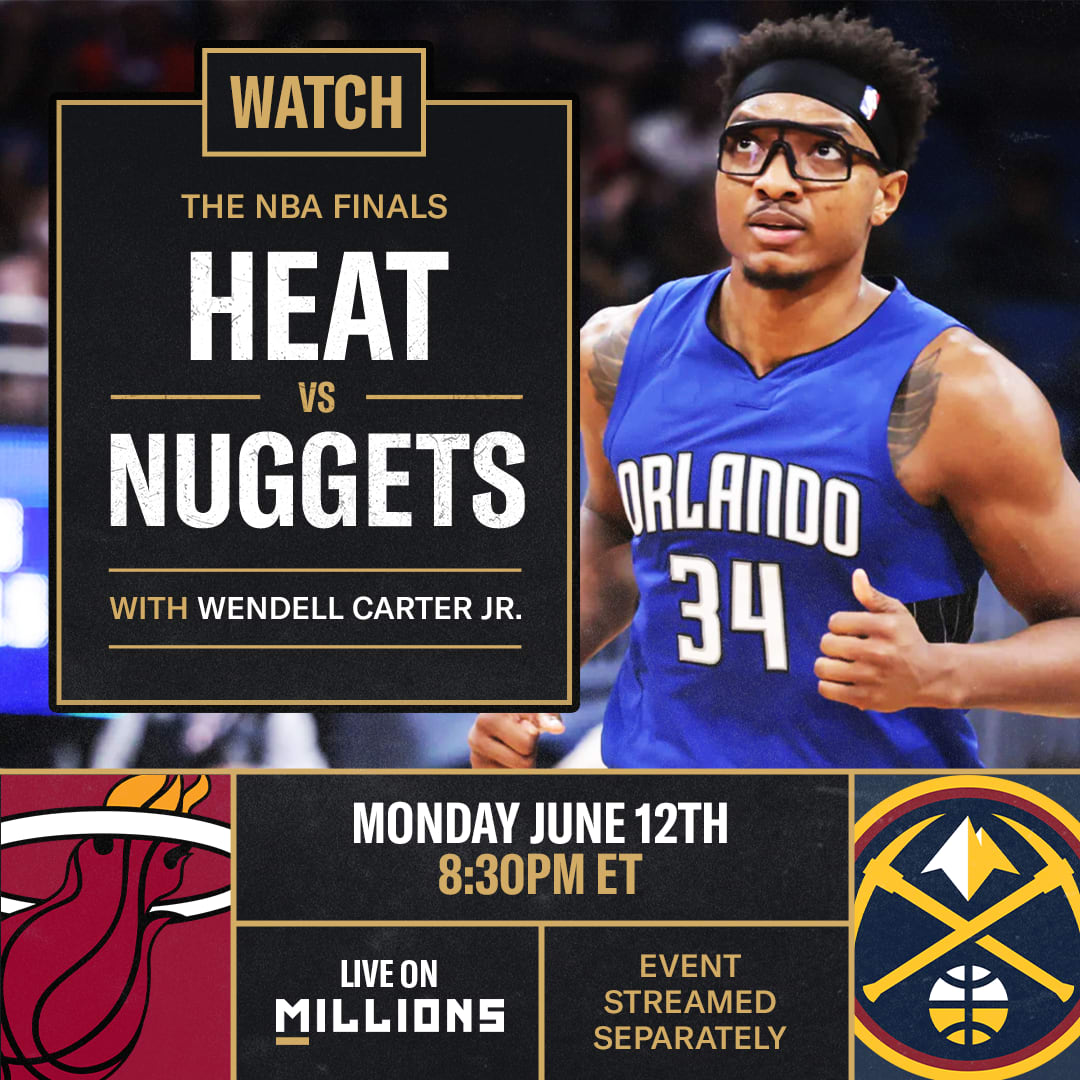 Wendell Carter Jr. NBA WatchParty. Game streamed separately. June 12th, 2023, Only on MILLIONS.co