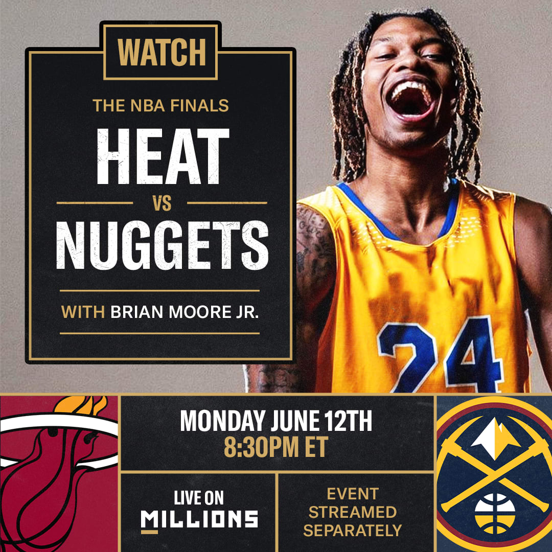 Brian Moore Jr. NBA WatchParty. Game streamed separately. June 12th, 2023, Only on MILLIONS.co