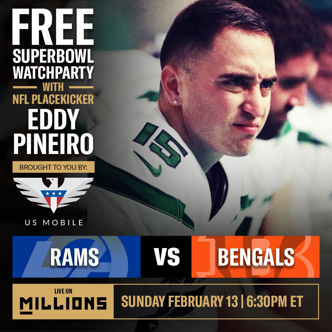 FREE NFL SuperBowl WatchParty with NFL Placekicker Eddy Pineiro brought to you by US Mobile