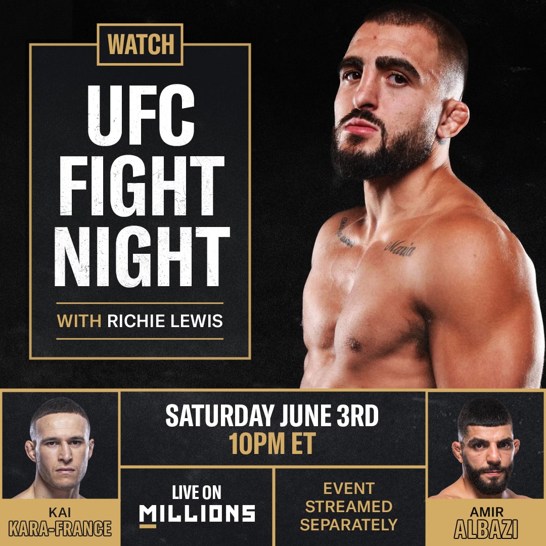 Richie Lewis. UFC WatchParty. Fight streamed separately. June 3rd, 2023, Only on MILLIONS.co