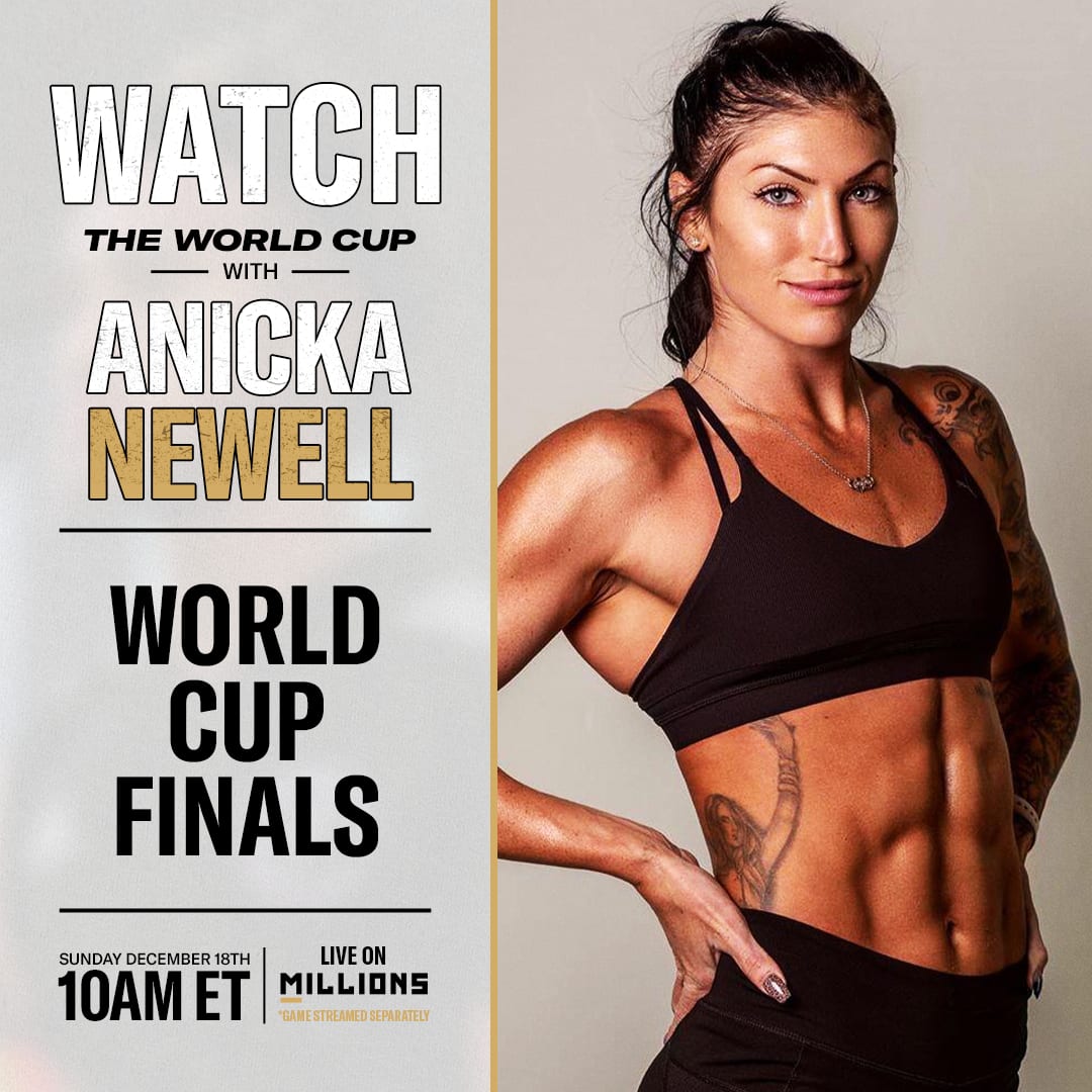 Anicka Newell: Free WatchParty. World Cup Finals. December 18, 2022, Only on MILLIONS.co